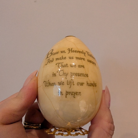 Cream Decorative Egg with Praying Hands Design - Picture 3 of 8